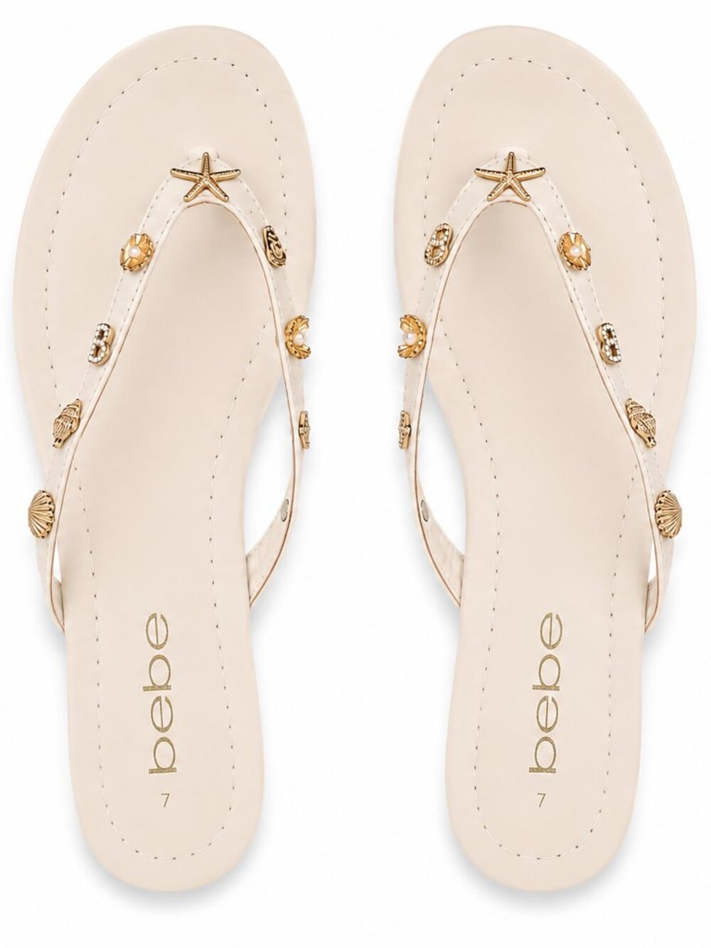 Bebe Women's Flip Flop Sandal, Coastal-Inspired Charm, Open Slightly Squared Toe